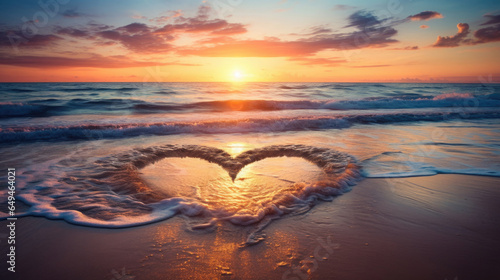 heart shaped beach on sunset © Karat