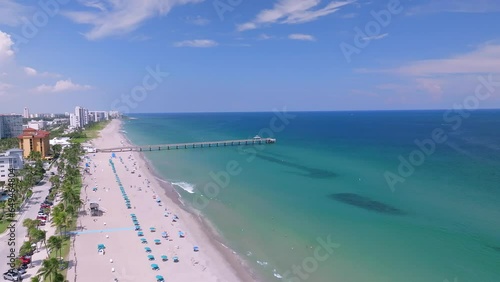 drone view of Deerfield Beach, Florida with city photo