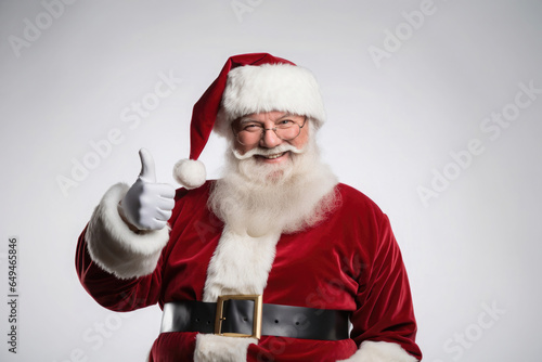 Santa Claus with thumbs up isolated on white background