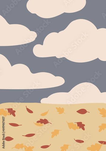 Halloween scene clipart, Spooky decorated door vector illustration, October festival printable poster, Fall landscape print, cemetery with graves background, digital download card, flat style images.