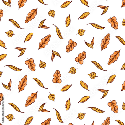 autumn leaves pattern, seamless vector file on transparent background © Maryna