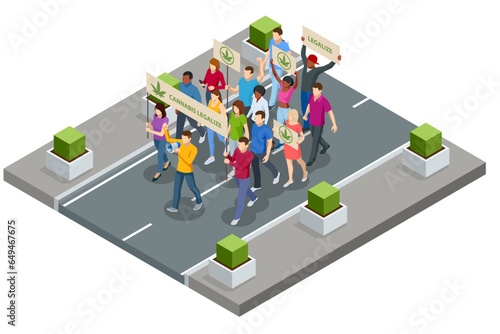 Isometric activists rally for the legalization of marijuana for medicinal purposes. Herbal alternative medicine, cbd oil, pharmaceptical industry