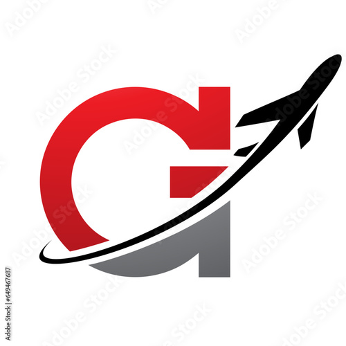 Wallpaper Mural Red and Black Antique Letter G Icon with an Airplane Torontodigital.ca