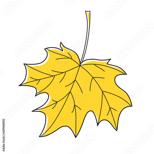 Yellow autumn maple leaf isolated vector illustration