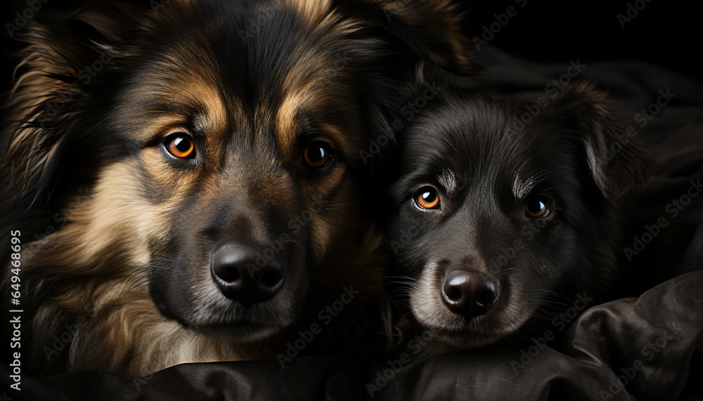 Cute puppy sitting, looking at camera, loyal and alert generated by AI Cute puppy sitting, looking at camera, loyal and alert generated by AI