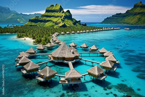 A breathtaking destination in French Polynesia. Generative AI photo