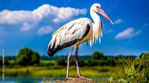 stork bird by the river in nature