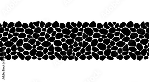 Cobblestone seamless print vector. Black and white geometric pebble border frame. Irregular shapes repeated backdrop for web tiles and interior designs. line polygonal cells template background photo