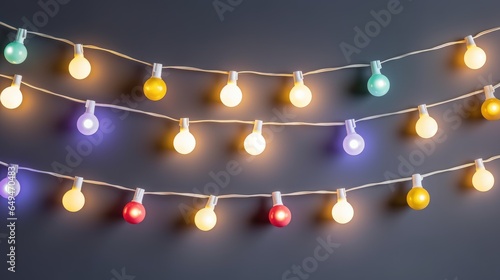 Bright Christmas glowing garlands. Christmas decorative ornaments