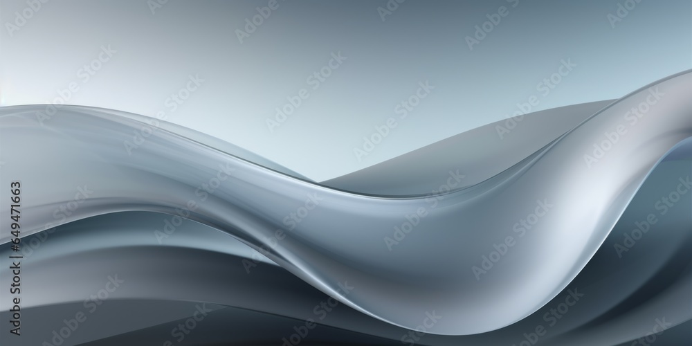 Fototapeta premium Grey Glass Creative Abstract Wavy Texture. Screen Wallpaper. Digiral Art. Abstract Bright Surface Liquid Horizontal Background. Ai Generated Vibrant Texture Pattern.