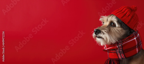 Cute Dog Dressed in a Red S...