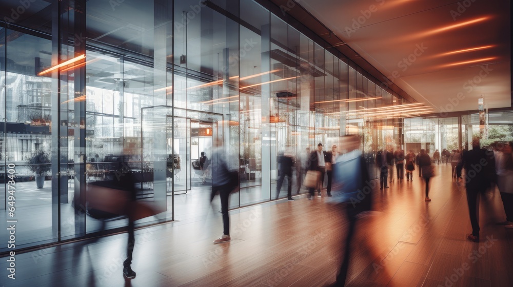 Blurred business space with employees Blurred business space with employees