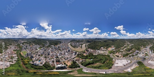 Aerial view of Blumenau City and Itajaí River Santa Catarina Brazil photo