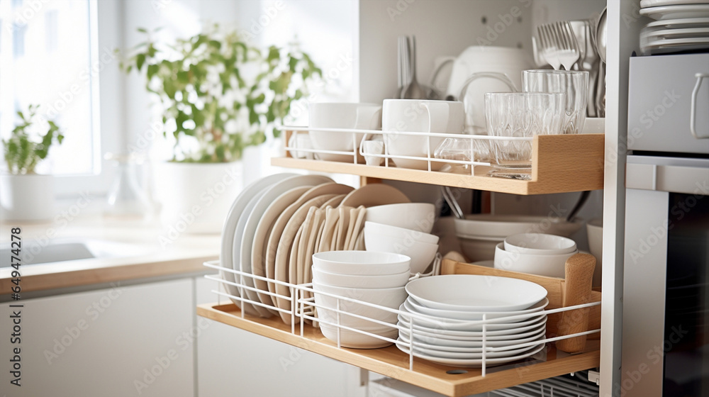 Home dish kitchen dishwasher clean - obrazy, fototapety, plakaty 