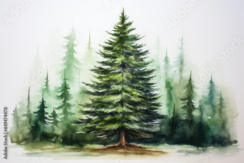 Green pine trees isolated on a white background © gridspot