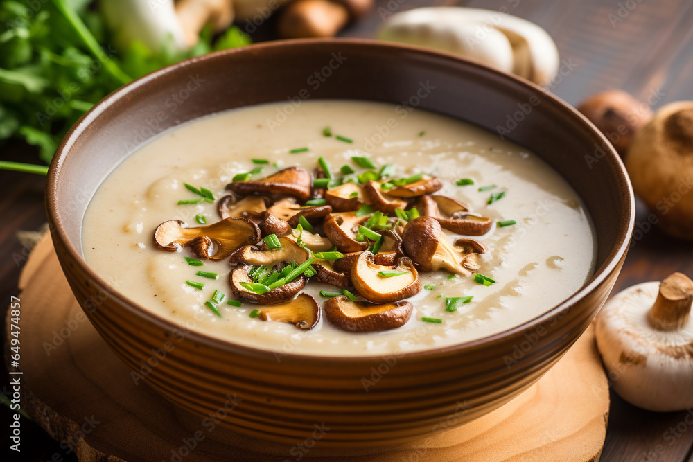 Piping Hot Bowl Of Chestnut And Mushroom Soup Piping Hot Bowl Of Chestnut And Mushroom Soup
