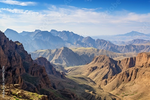 Breathtaking panorama of Tuwaiq Mountains with a view of Qiddiya in Saudi Arabia. Generative AI