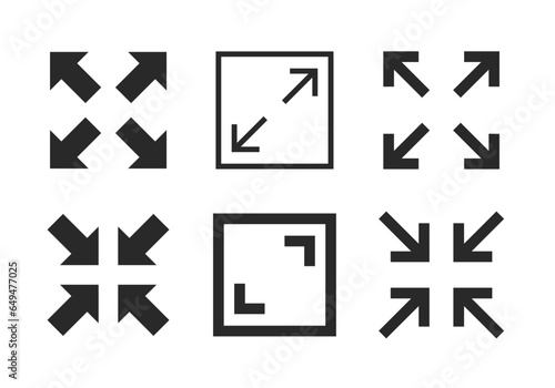Fullscreen pictogram arrow size icon. Full screen bigger extend video wide web app maximize symbol icon, enlarge.