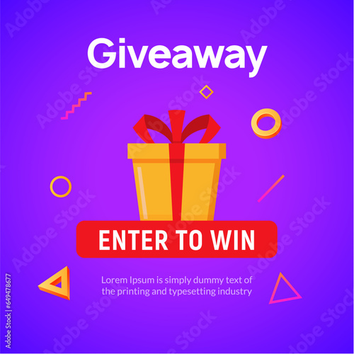 Giveaway raffle day poster design. Give away contest prize flyer announcement concept