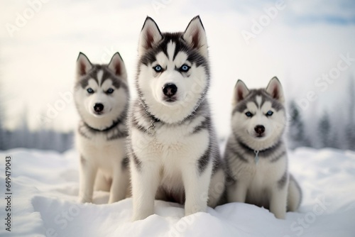 Siberian huskies dogs. Generative AI