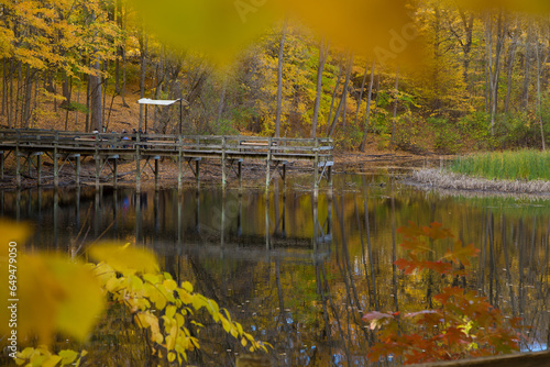 Fall Colors Lake and Bridge