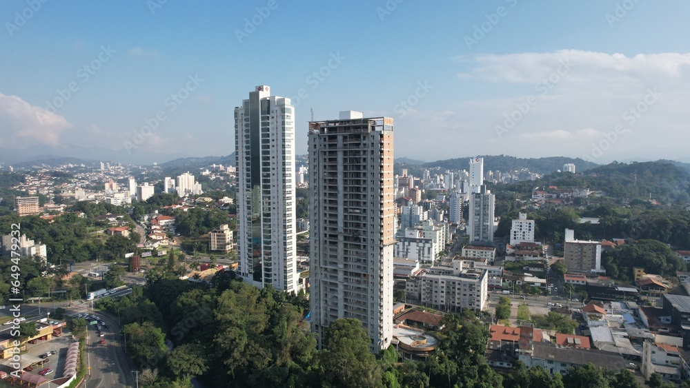 view of downtown city Blumenau, Santa Catarina, South Brazil