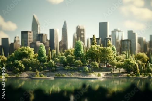 wallpaper of a futuristic green city full of trees