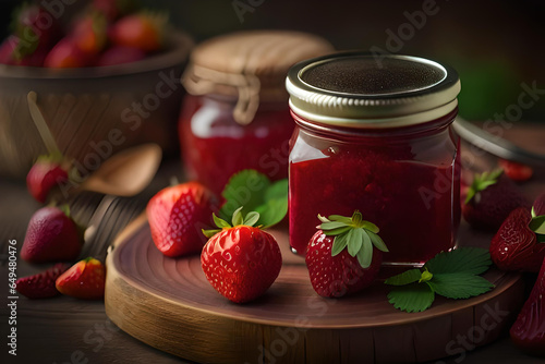 Wallpaper Mural Strawberry jam in the glass jar with berries Torontodigital.ca