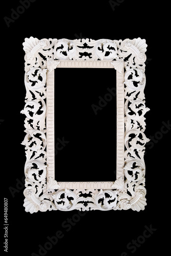 Gothic luxurious concrete stone floral wall white frame template border carved