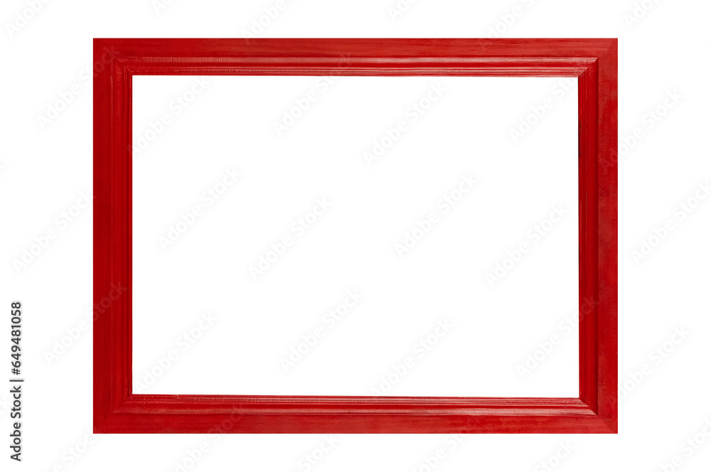 Red simple wooden photo frame, contemporary, rectangle shape retro isolated Red simple wooden photo frame, contemporary, rectangle shape retro isolated