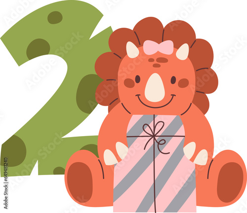 2nd Birthday Girl Dinosaur