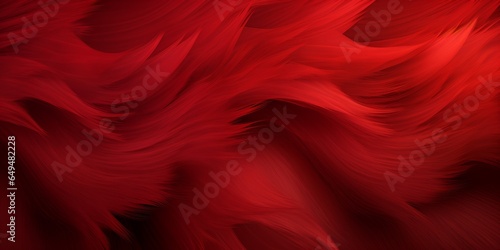 Red Fur Creative Abstract Wavy Texture. Screen Wallpaper. Digiral Art. Abstract Bright Surface Liquid Horizontal Background. Ai Generated Vibrant Texture Pattern.