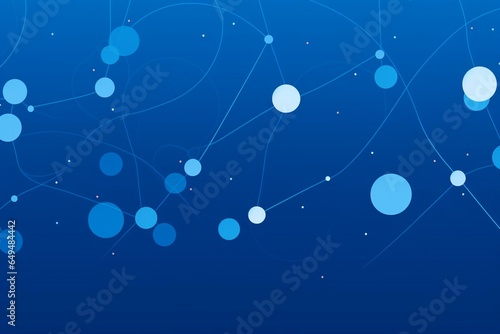 Dots interlink on a blue backdrop  symbolizing collaboration. Generative AI