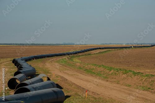 Gas pipeline construction, La Pampa province , Patagonia, Argentina. photo