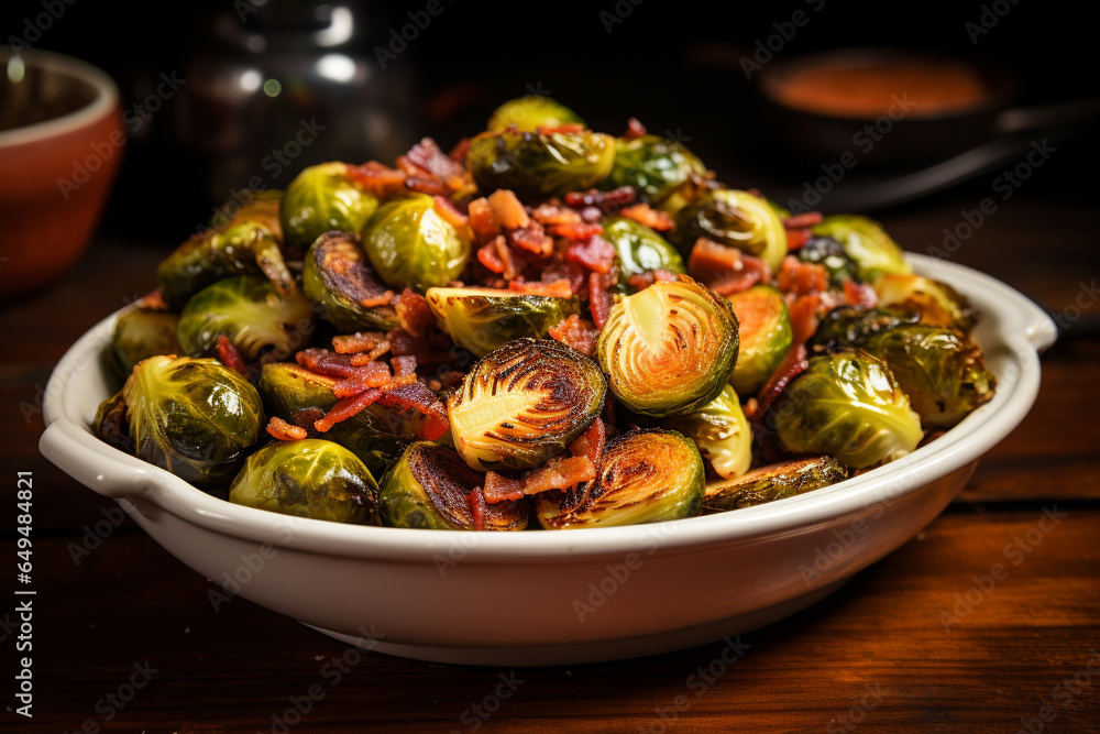 Roasted Brussels Sprouts With Crispy Bacon Bits