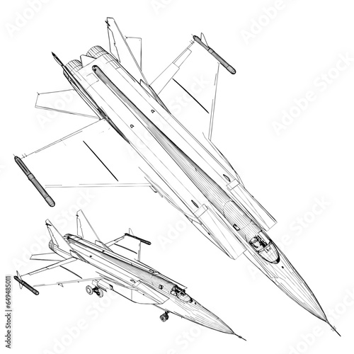 Military Airplane Vector. Illustration Isolated On White Background. A vector illustration Of A Military Aircraft.