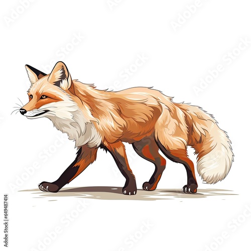 Playful fox in cartoon style isolated on a white background