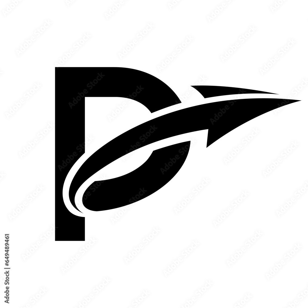 Black Uppercase Letter P Icon with an Arrow Black Uppercase Letter P Icon with an Arrow
