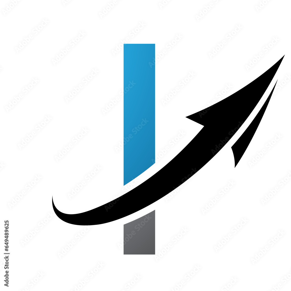 Blue and Black Futuristic Letter I Icon with an Arrow Blue and Black Futuristic Letter I Icon with an Arrow