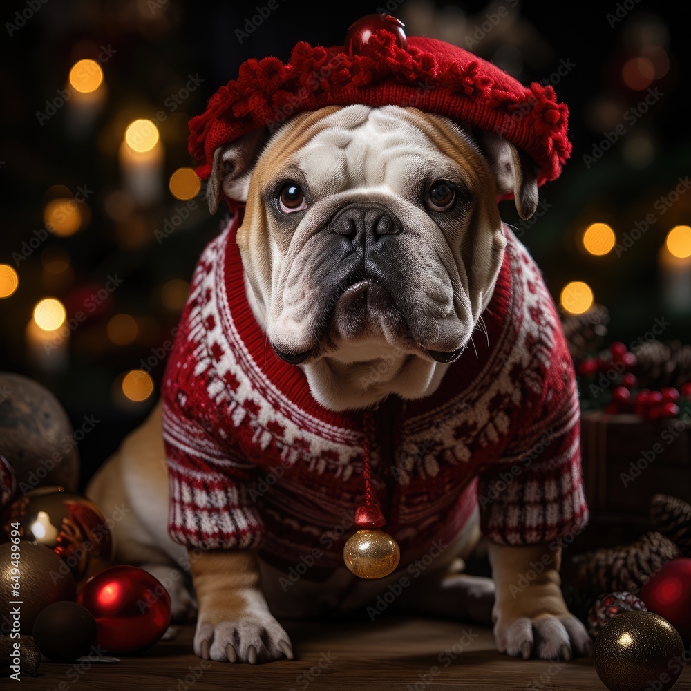 Dog in Christmas costume