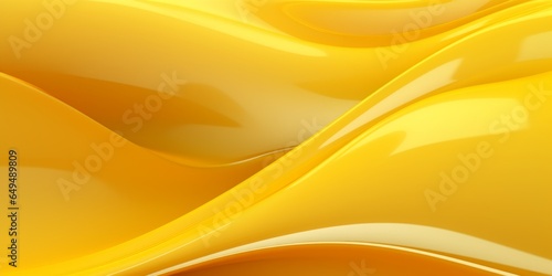 Yellow Glass Creative Abstract Wavy Texture. Screen Wallpaper. Digiral Art. Abstract Bright Surface Liquid Horizontal Background. Ai Generated Vibrant Texture Pattern.