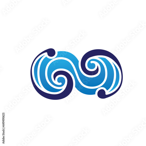 GD letter sea wave logo, GD initial company Wave G logo blue