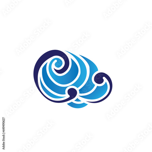 W letter with wave logo template