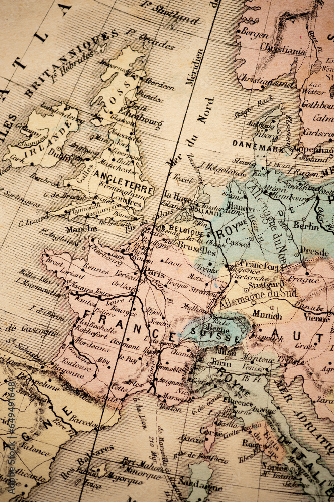 France, UK, Northern Europe | Atlas Classique circa 1869 | Antique Map 