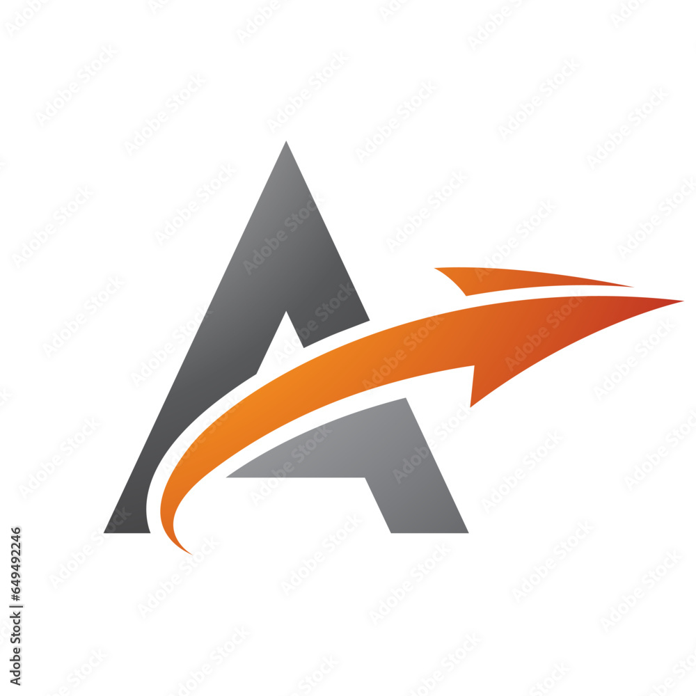 Orange and Black Uppercase Letter A Icon with an Arrow Orange and Black Uppercase Letter A Icon with an Arrow