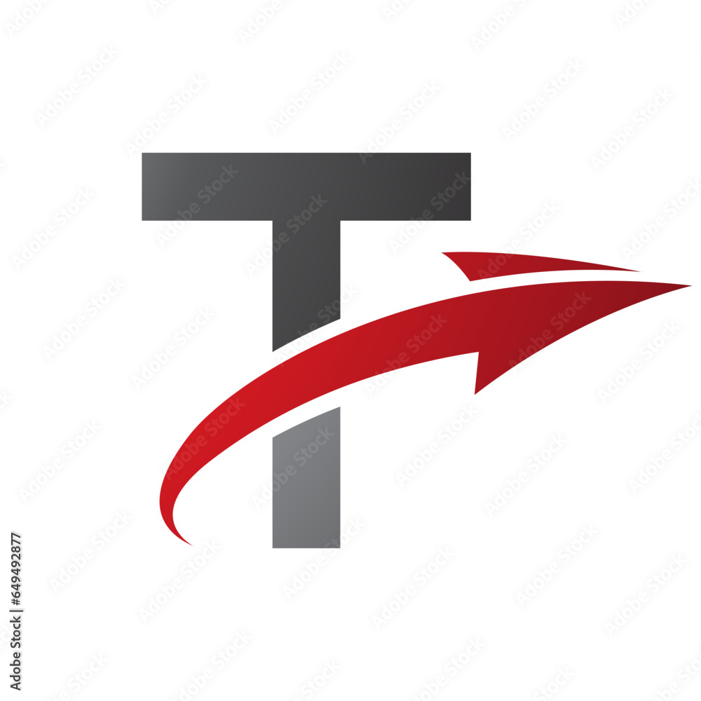 Red and Black Uppercase Letter T Icon with an Arrow Red and Black Uppercase Letter T Icon with an Arrow