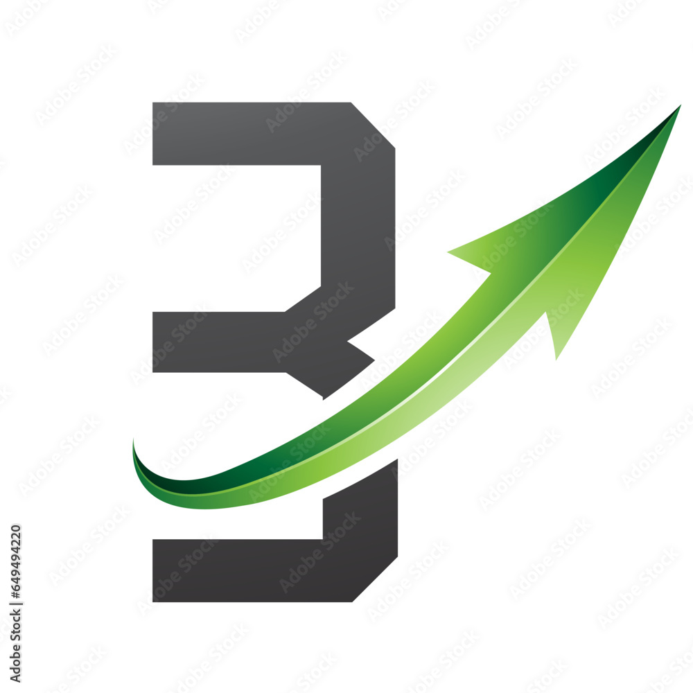Green and Black Futuristic Letter B Icon with a Glossy Arrow Green and Black Futuristic Letter B Icon with a Glossy Arrow