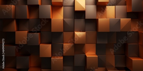 Brown Creative Abstract Geometric Texture. Screen Wallpaper. Digiral Art. Abstract Bright Surface Geometrical Horizontal Background. Ai Generated Vibrant Texture Pattern.