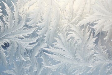 Frost creates fascinating patterns on a window in winter