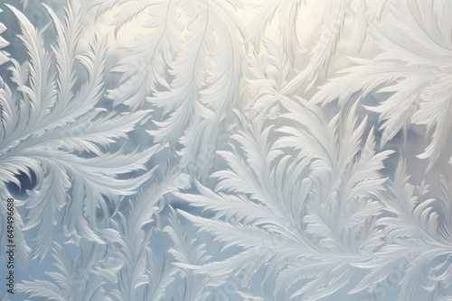Fotografia Frost creates fascinating patterns on a window in winter